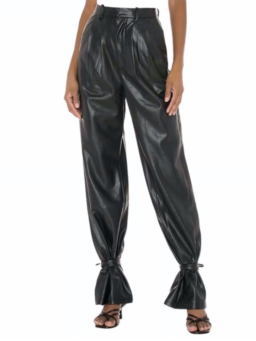 L'academie Revolve Gather Ankle Faux Leather Pants Women's Size Small